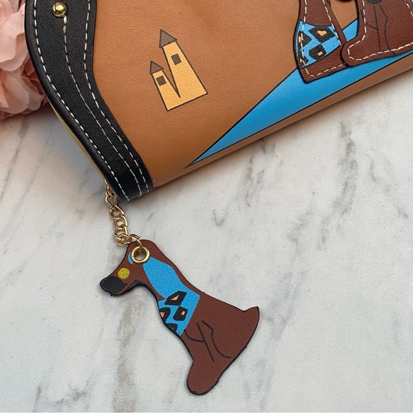 Silly Cartoon Dog Brown Vegan Leather Clutch Wallet - Picture 6 of 15